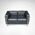 LC2 2 seater by Le Corbusier et al 1990s, All in black leather and chromed frame. Original Cassina gravings in frame, with...