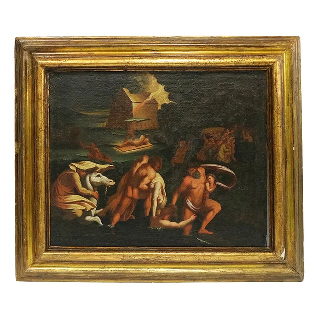 Bolognese School Artist, Scene with Naked Characters in Hell, 1600s, Oil on Canvas For Sale