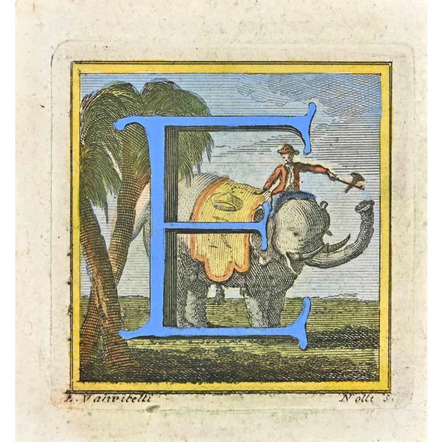 Letter of the Alphabet E from the series "Antiquities of Herculaneum", is an etching on paper realized by Luigi Vanvitelli...