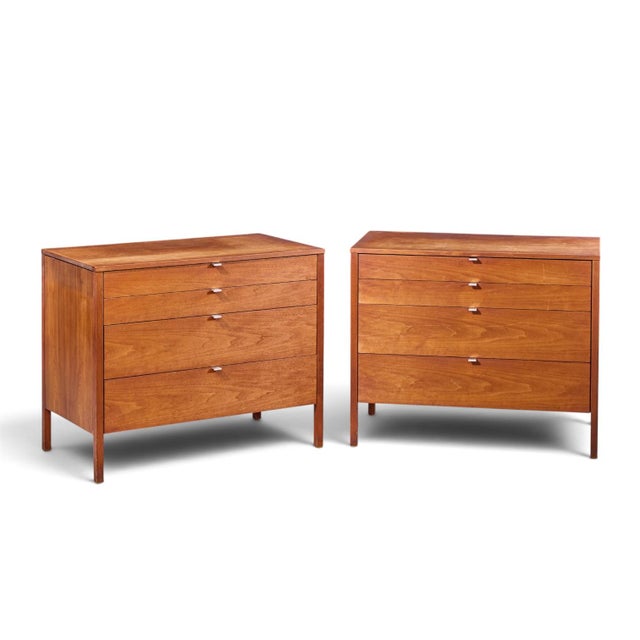 Florence Knoll for Knoll Mid Century Walnut Chest of Drawers Dresser - Pair Each chest of drawers measures: 36 wide x 19.5...