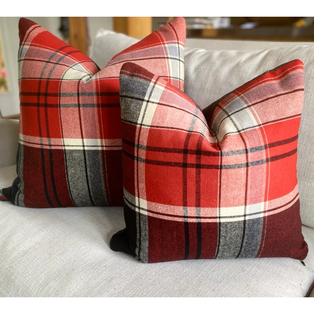Antique Plaid Carriage Blanket Pillow Cover - Reversible - 22" Square For Sale In Monterey, CA - Image 6 of 9