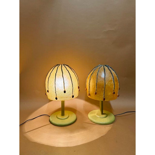 Art Nouveau Table Lamps in Fiberglass, 1970, Set of 2 For Sale - Image 6 of 6