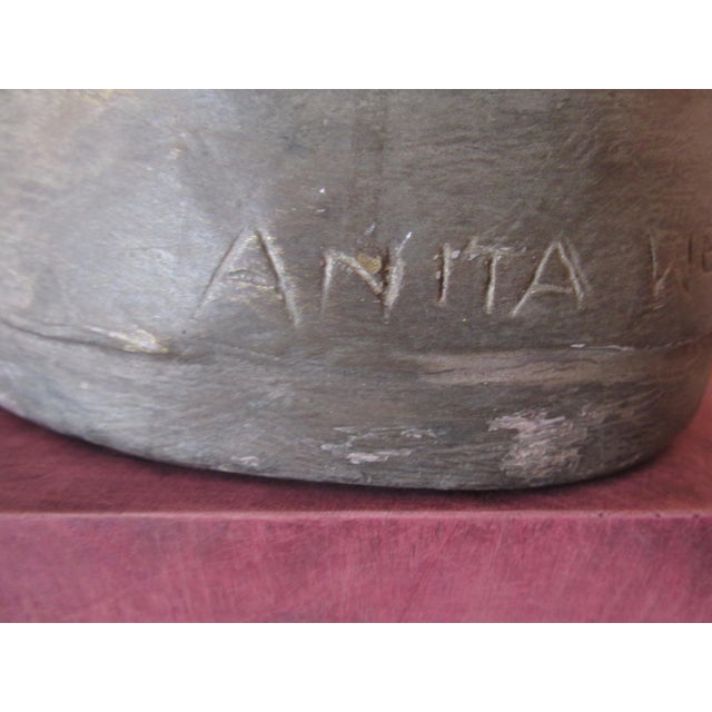 1970s Life Sized Plaster Bust of a Gentleman by Noted Artist Anita Weschler For Sale - Image 11 of 13