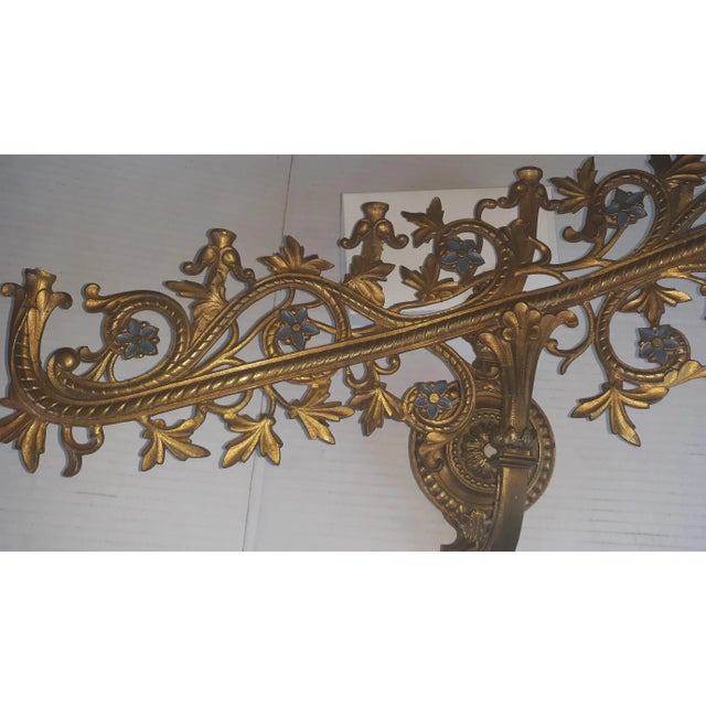 Wood Early 20th Century Hollywood Regency Style Gilded 7 Lights Walls Sconce For Sale - Image 7 of 9