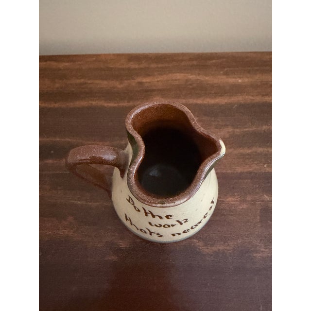 Brown Late 19th Century English Torquay Motto Pitcher With Sailboats, Devon Earthenware Pottery For Sale - Image 8 of 9