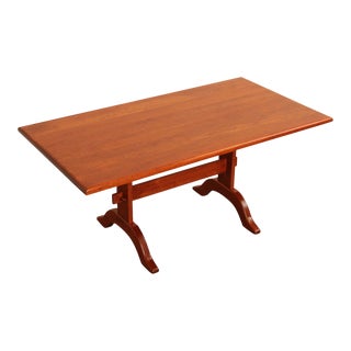 Hunt Country Furniture Custom Crafted Solid Cherry Trestle Dining Table For Sale