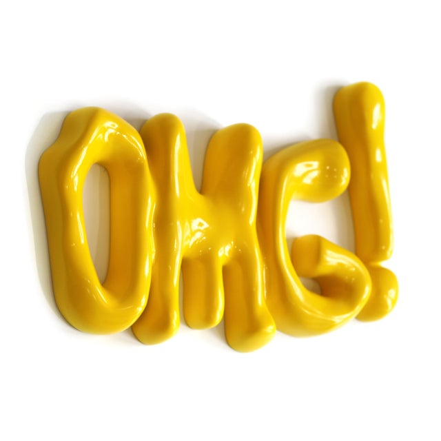 Contemporary Omg 2 - Contemporary Pop Art Resin Text Wall Sculpture by Nayla Saroufim For Sale - Image 3 of 9