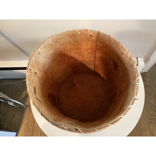 Large Birchbark Wastebasket in the Style of Baskets Made by Native American Arts and Crafts For Sale - Image 4 of 15