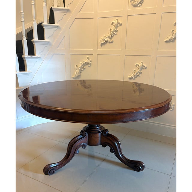Brown Antique Victorian Circular Tilt-Top Dining Table in Mahogany, 1860 For Sale - Image 8 of 10