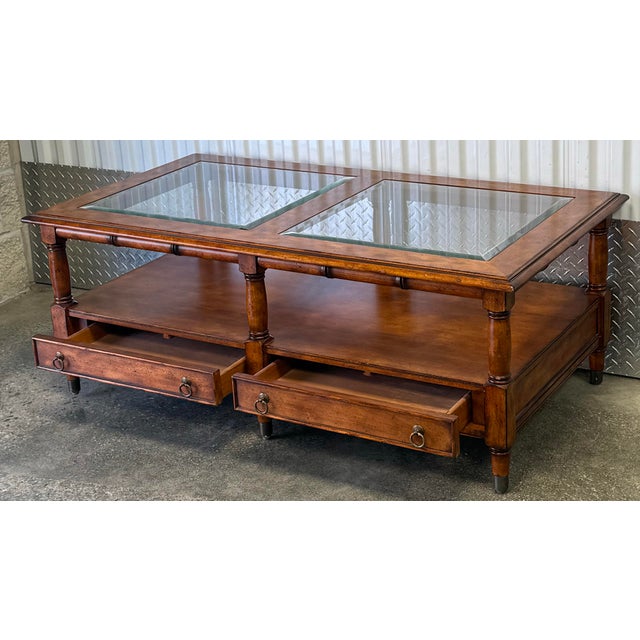 Wood Late 20th Century Faux Bamboo Regency Coffee Table For Sale - Image 7 of 10