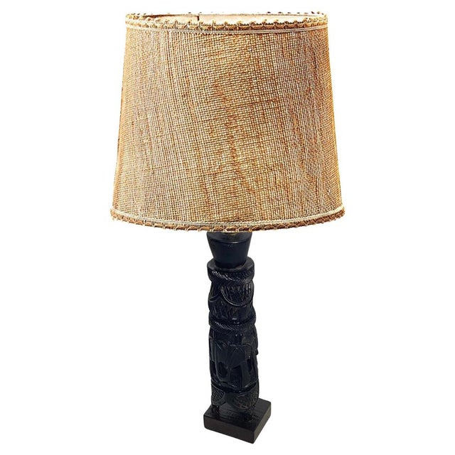 Brutalist 20th Century Brutalist Brown Color Table Lamp in Wood, France For Sale - Image 3 of 13