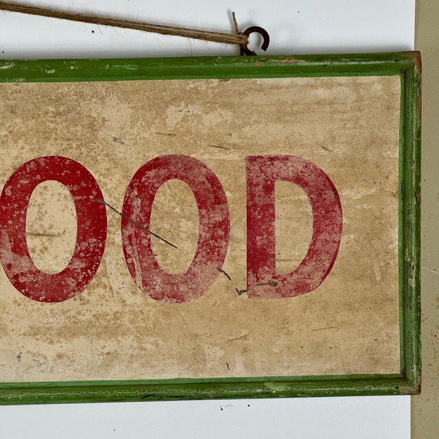 A Splendid Vintage "Chinese Food" Double Sided Trade Sign in Green-Painted Wood Frame For Sale - Image 12 of 13