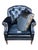 Vintage English Black Leather Club Chair With Tufted Back & Casters For Sale - Image 12 of 12