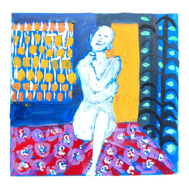 "French Woman" Contemporary Female Nude Gouache Painting by Martha Holden For Sale