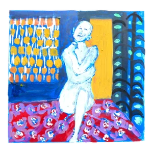 "French Woman" Contemporary Female Nude Gouache Painting by Martha Holden