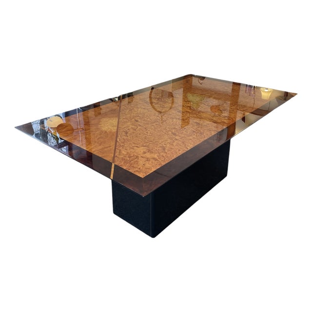 Italian Burl Dining Table from Miniforms, 1970s For Sale