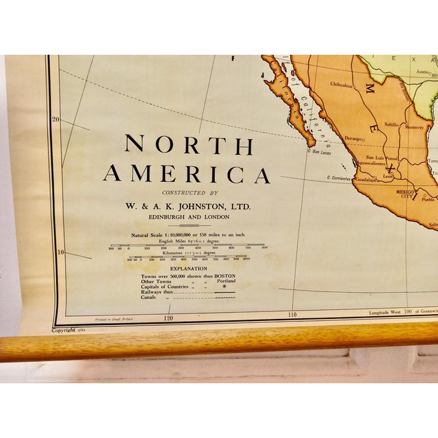 Large university chart “political map of north america” by bacon w&a k johnston’s charts of physical maps by g w bacon,...