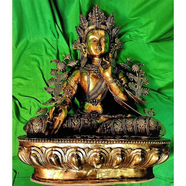 Gold Tibetan Buddha Sculpture, 18th-Century, Bronze For Sale - Image 8 of 18