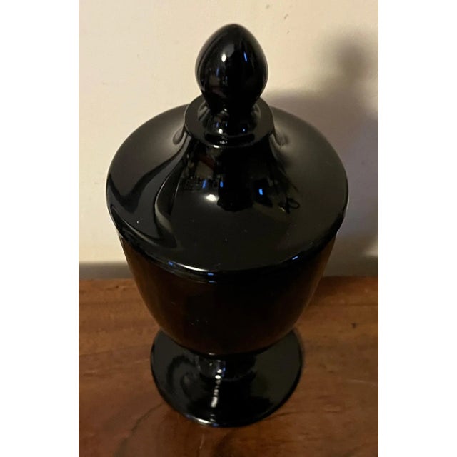 Black Amethyst Glass Urn With Cover For Sale - Image 9 of 13