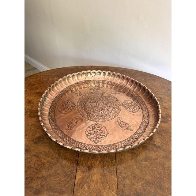 Large Circular Copper and Mixed Metal Tray, 1900s For Sale - Image 4 of 6