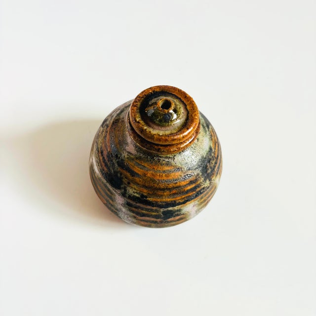 Vintage Studio Pottery Lidded Bud Vase For Sale - Image 4 of 12