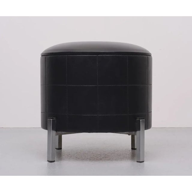 Black Faux Leather Sewing Stool, 1960s For Sale - Image 4 of 8
