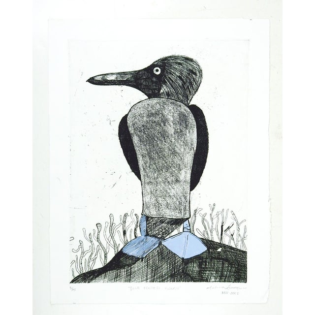 2000 - 2009 Contemporary Abstract Bird Blue Footed Booby Etching For Sale - Image 5 of 5