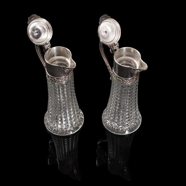 Italian 1960s Pair of Vintage Italian Glass Decorative Ewers For Sale - Image 3 of 13