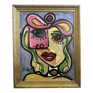 "My Friend Pablo Picasso in Palma De Mallorca" Titled Peter Keil Painting