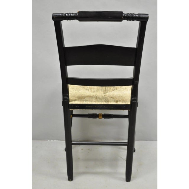 Vintage Nichols & Stone Hitchcock Harvest Stencil Painted Black Side Chair For Sale - Image 10 of 13