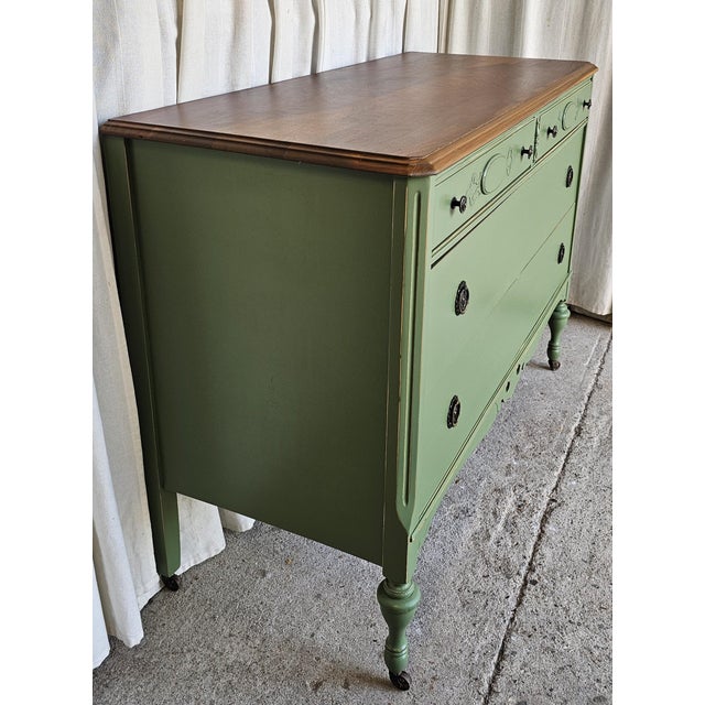 Boho Chic Vintage Green Dresser, 1930, Boho, Eclectic Style For Sale - Image 3 of 11