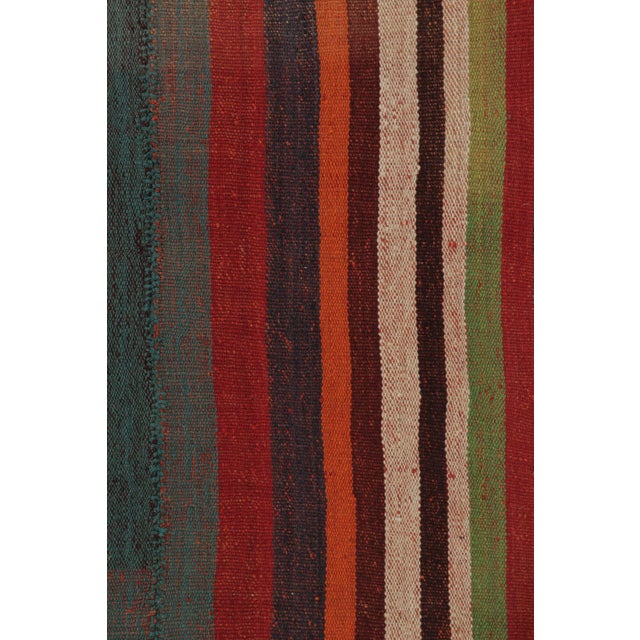 Red Vintage Persian Kilim, Vibrant Geometric Stripe Patterns - Rug & Kilim For Sale - Image 8 of 9