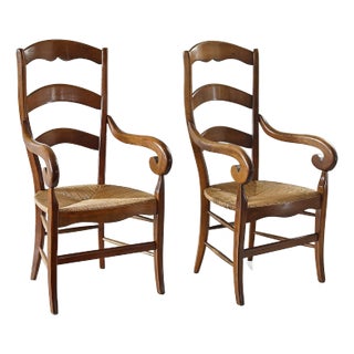 Armchairs French Provincial Style With Rush Seats - A Pair For Sale