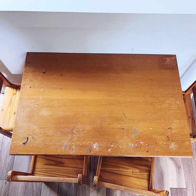 Vintage Children’s Pine Activity Table For Sale - Image 4 of 8