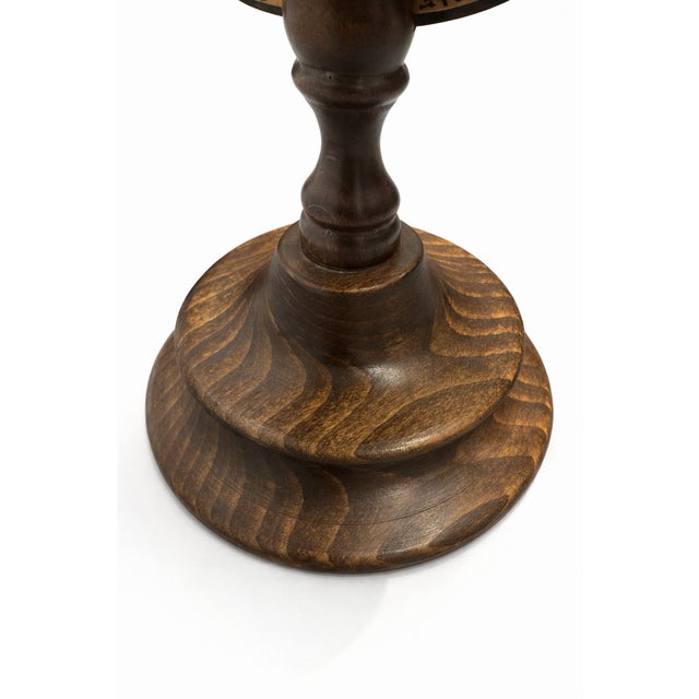 Metal Vintage Italian Decorative Desktop Globe with Fiammato Wood Base, 1970s For Sale - Image 7 of 9