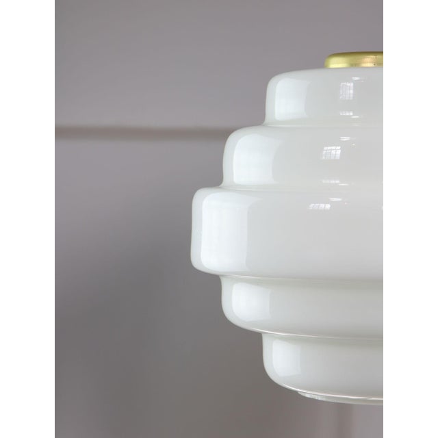 Mid-Century Italian Brass and Opaline Glass Pendant Lamp For Sale - Image 14 of 17