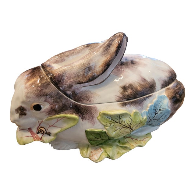 Vintage Rabbit Majolica Soup Tureen Chairish