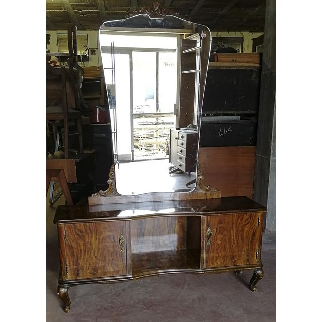 Italian Chippendale Walnut Burl & Veneer Dressing Table, 1940s For Sale - Image 17 of 18