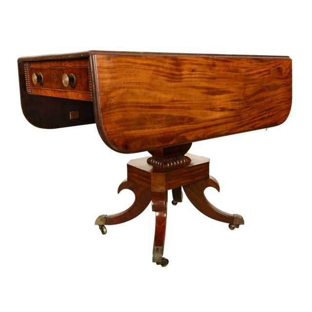 Antique Regency Mahogany Drop Leaf Twin Drawer Pembroke or Library Table 1810 For Sale - Image 17 of 18
