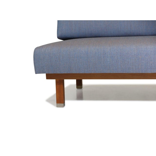 Mid Century Armless Loveseat Settee in Blue Chairish
