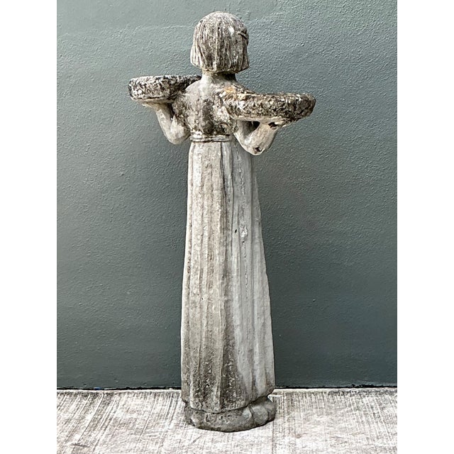 Vintage Stone Garden Figure With Bowls For Sale - Image 4 of 12