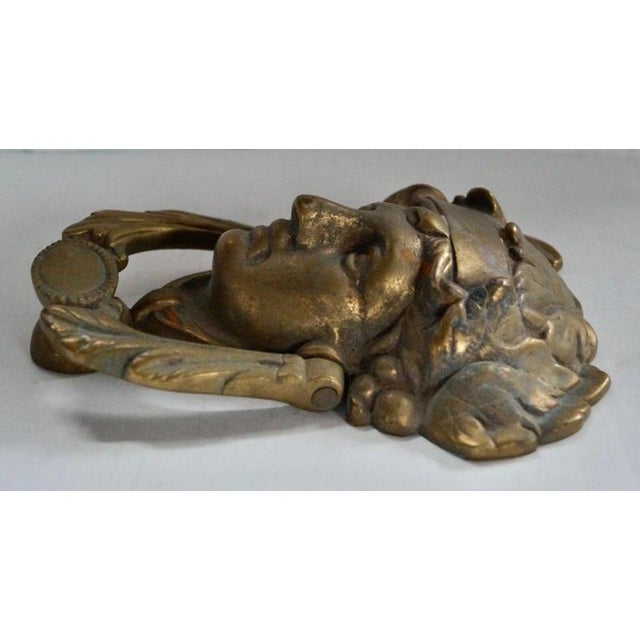 Antique Victorian Brass Head of Dionysus Door Knocker, 1900 For Sale - Image 3 of 6