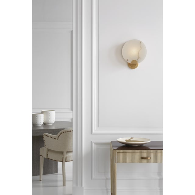 Modern AERIN for Visual Comfort Signature Iveala Single Sconce in Hand-Rubbed Antique Brass with Alabaster Shade For Sale - Image 3 of 4