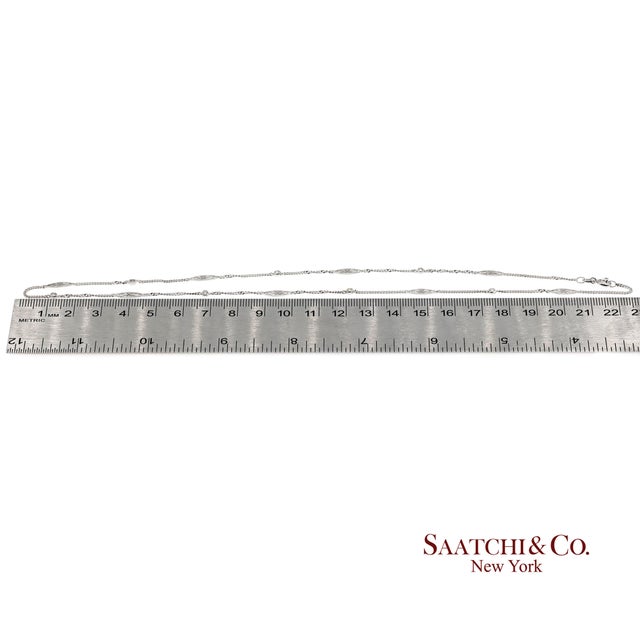 18k 750 Solid White Gold Natural Diamond Chain Necklace For Sale - Image 10 of 10