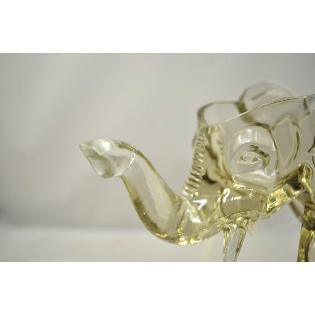 Mid 20th Century Vintage Co-Operative Flint Amber Glass Consolidated Glass 15" Elephant Candy Trinket Dish (B) For Sale - Image 5 of 9