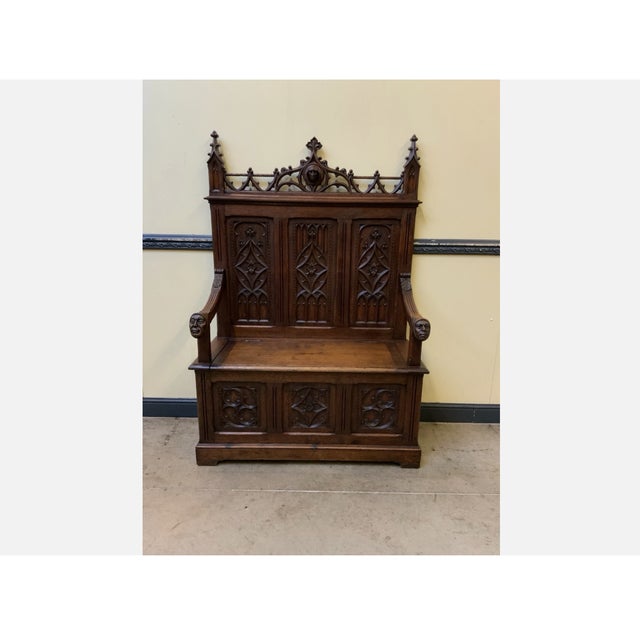 Antique Neo-Gothic Sensational Chest Bench, 1880 For Sale - Image 14 of 14