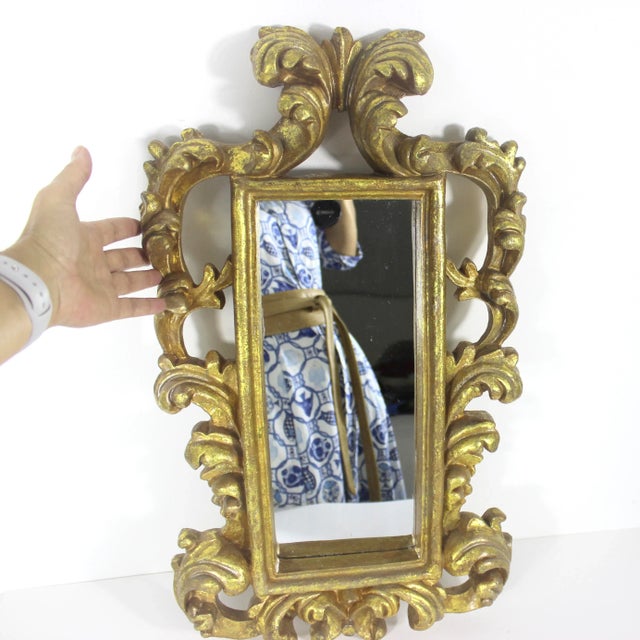 Rococo Vintage Italian Gilded Rococo Mirror, Gold Gilt Ornate Wall Mirror, Two Available For Sale - Image 3 of 11