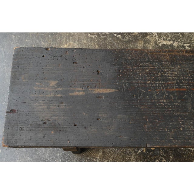 Wood Antique Japanese Cedar Writing Desk / Meiji-Taisho Era / Soot-Darkened Table For Sale - Image 7 of 18