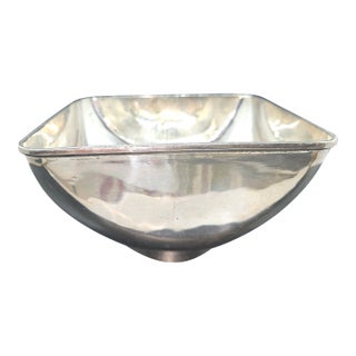 Vintage Modernist Silverplate Over Brass Bowl For Sale