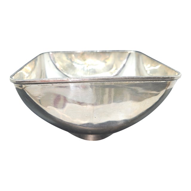 Vintage Modernist Silverplate Over Brass Bowl For Sale